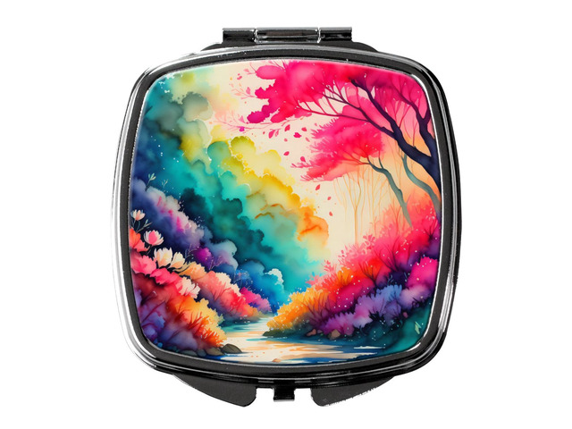 Colorful Azaleas Compact Mirror Decorative Travel Makeup Mirror for Women Girls Gifts Pocket Makeup Mirror Folding Handheld