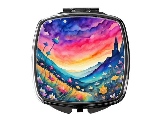 Colorful Campanula Compact Mirror Decorative Travel Makeup Mirror for Women Girls Gifts Pocket Makeup Mirror Folding Handheld