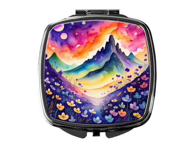 Colorful Violets Compact Mirror Decorative Travel Makeup Mirror for Women Girls Gifts Pocket Makeup Mirror Folding Handheld