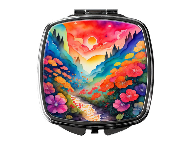 Colorful Geraniums Compact Mirror Decorative Travel Makeup Mirror for Women Girls Gifts Pocket Makeup Mirror Folding Handheld