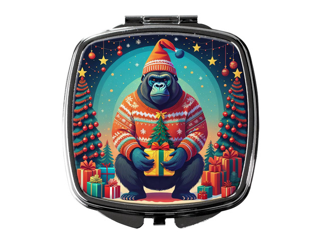 Gorilla Christmas Compact Mirror Decorative Travel Makeup Mirror for Women Girls Gifts Pocket Makeup Mirror Folding Handheld