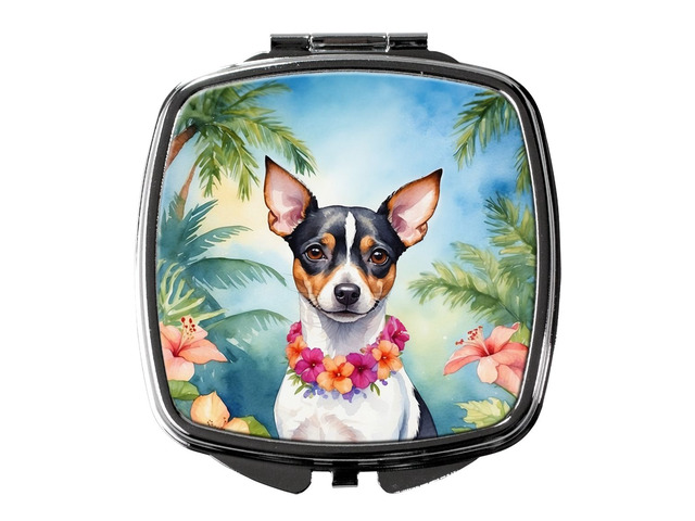 Rat Terrier Luau Compact Mirror Decorative Travel Makeup Mirror for Women Girls Gifts Pocket Makeup Mirror Folding Handheld
