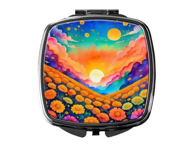 Colorful Marigolds Compact Mirror Decorative Travel Makeup Mirror for Women Girls Gifts Pocket Makeup Mirror Folding Handheld