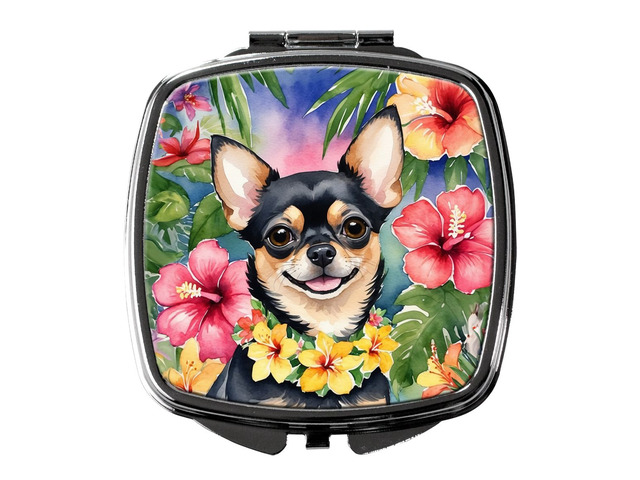 Chihuahua Luau Compact Mirror Decorative Travel Makeup Mirror for Women Girls Gifts Pocket Makeup Mirror Folding Handheld
