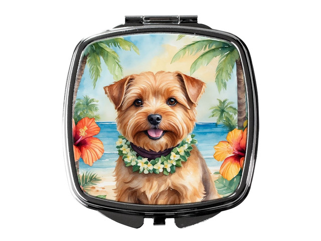 Norfolk Terrier Luau Compact Mirror Decorative Travel Makeup Mirror for Women Girls Gifts Pocket Makeup Mirror Folding Handheld