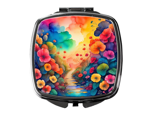 Colorful Begonias Compact Mirror Decorative Travel Makeup Mirror for Women Girls Gifts Pocket Makeup Mirror Folding Handheld