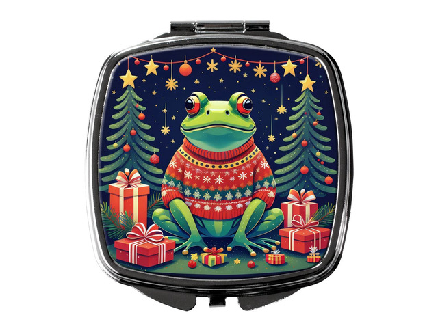 Frog Christmas Compact Mirror Decorative Travel Makeup Mirror for Women Girls Gifts Pocket Makeup Mirror Folding Handheld