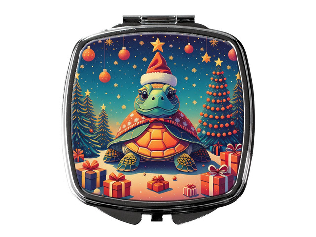 Turtle Christmas Compact Mirror Decorative Travel Makeup Mirror for Women Girls Gifts Pocket Makeup Mirror Folding Handheld
