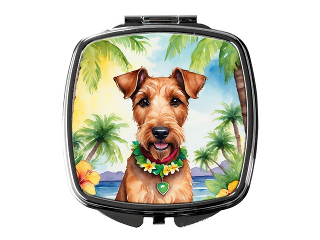 Irish Terrier Luau Compact Mirror Decorative Travel Makeup Mirror for Women Girls Gifts Pocket Makeup Mirror Folding Handheld