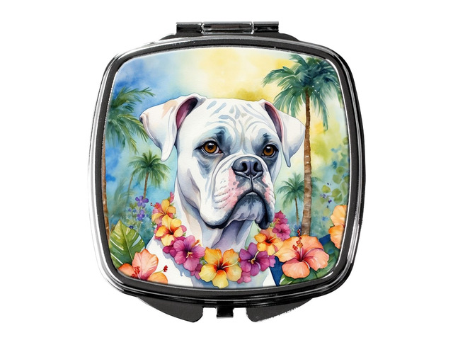 White Boxer Luau Compact Mirror Decorative Travel Makeup Mirror for Women Girls Gifts Pocket Makeup Mirror Folding Handheld
