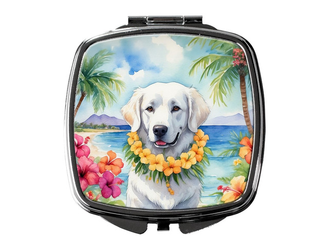 Kuvasz Luau Compact Mirror Decorative Travel Makeup Mirror for Women Girls Gifts Pocket Makeup Mirror Folding Handheld