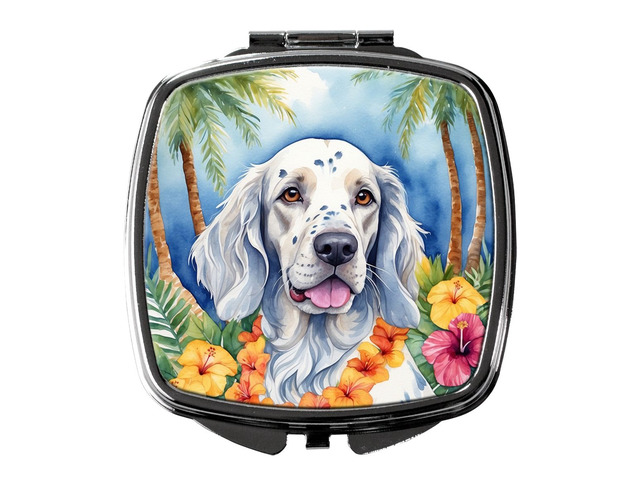 English Setter Luau Compact Mirror Decorative Travel Makeup Mirror for Women Girls Gifts Pocket Makeup Mirror Folding Handheld