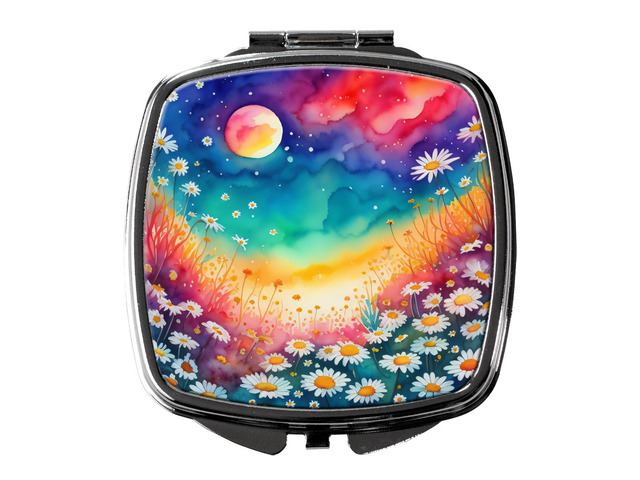 Colorful Daisies Compact Mirror Decorative Travel Makeup Mirror for Women Girls Gifts Pocket Makeup Mirror Folding Handheld