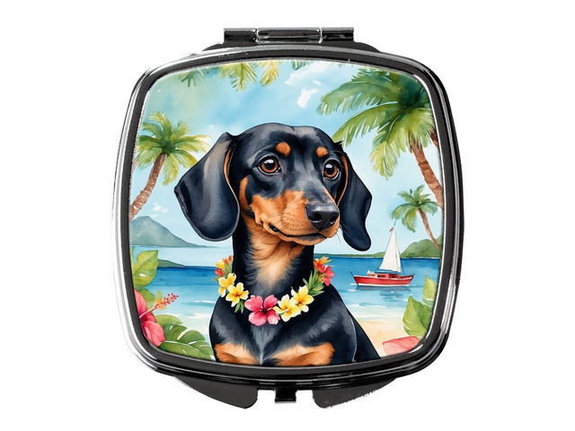 Dachshund Luau Compact Mirror Decorative Travel Makeup Mirror for Women Girls Gifts Pocket Makeup Mirror Folding Handheld