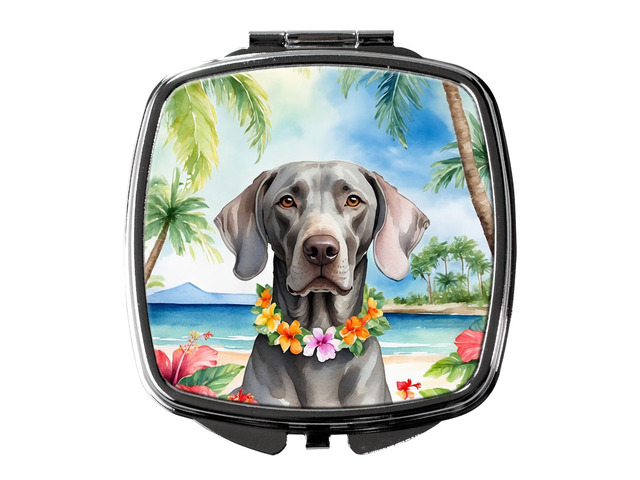Weimaraner Luau Compact Mirror Decorative Travel Makeup Mirror for Women Girls Gifts Pocket Makeup Mirror Folding Handheld