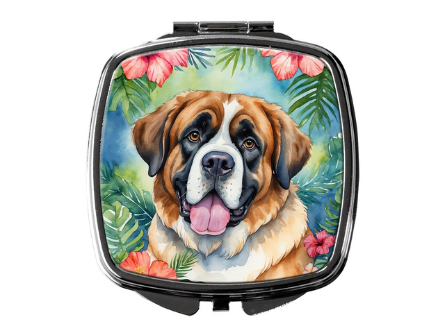 Saint Bernard Luau Compact Mirror Decorative Travel Makeup Mirror for Women Girls Gifts Pocket Makeup Mirror Folding Handheld