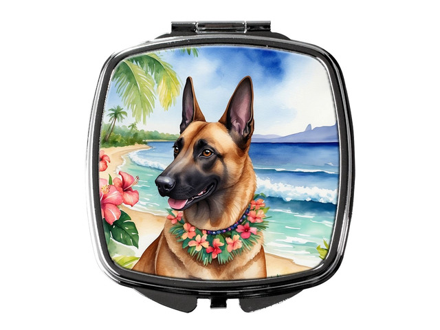 Belgian Malinois Luau Compact Mirror Decorative Travel Makeup Mirror for Women Girls Gifts Pocket Makeup Mirror Folding Handheld
