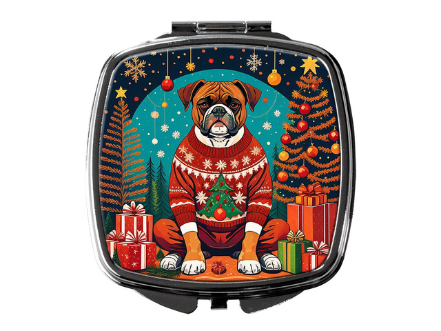 Boxer Christmas Compact Mirror Decorative Travel Makeup Mirror for Women Girls Gifts Pocket Makeup Mirror Folding Handheld