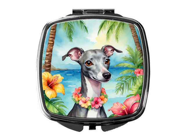 Italian Greyhound Luau Compact Mirror Decorative Travel Makeup Mirror for Women Girls Gifts Pocket Makeup Mirror Folding Handheld