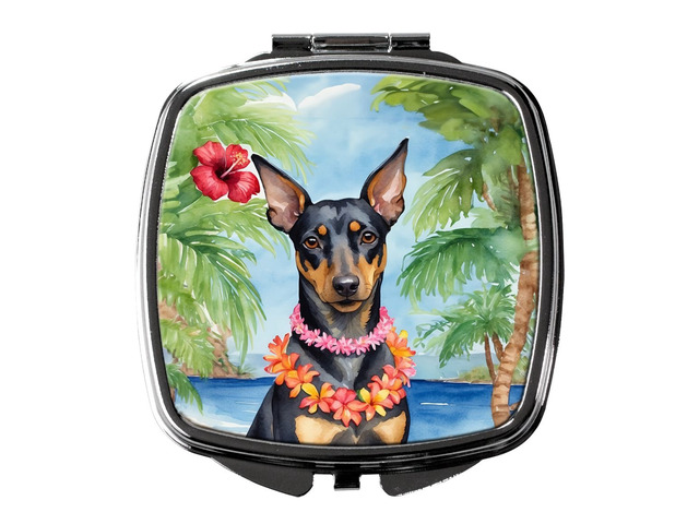 Manchester Terrier Luau Compact Mirror Decorative Travel Makeup Mirror for Women Girls Gifts Pocket Makeup Mirror Folding Handheld