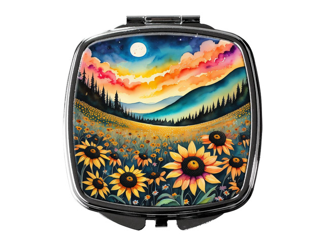 Colorful Black-eyed Susans Compact Mirror Decorative Travel Makeup Mirror for Women Girls Gifts Pocket Makeup Mirror Folding Handheld