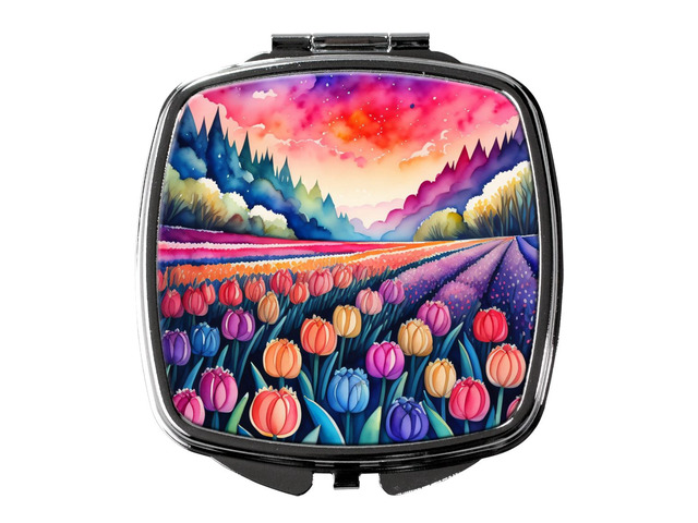 Colorful Hyacinths Compact Mirror Decorative Travel Makeup Mirror for Women Girls Gifts Pocket Makeup Mirror Folding Handheld