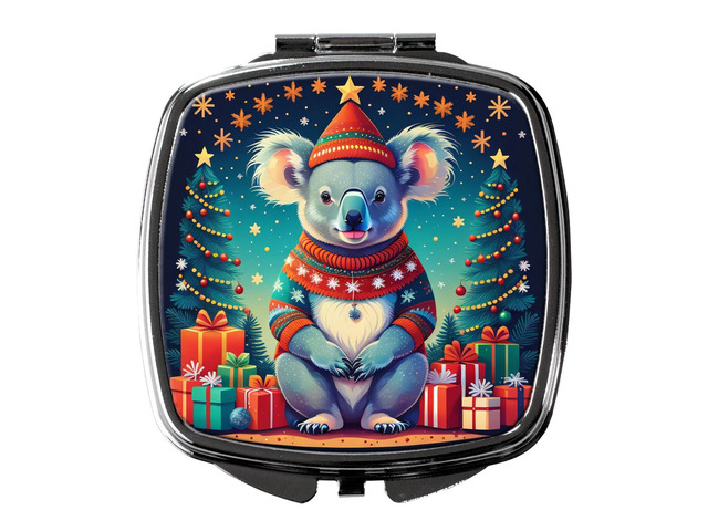 Koala Christmas Compact Mirror Decorative Travel Makeup Mirror for Women Girls Gifts Pocket Makeup Mirror Folding Handheld