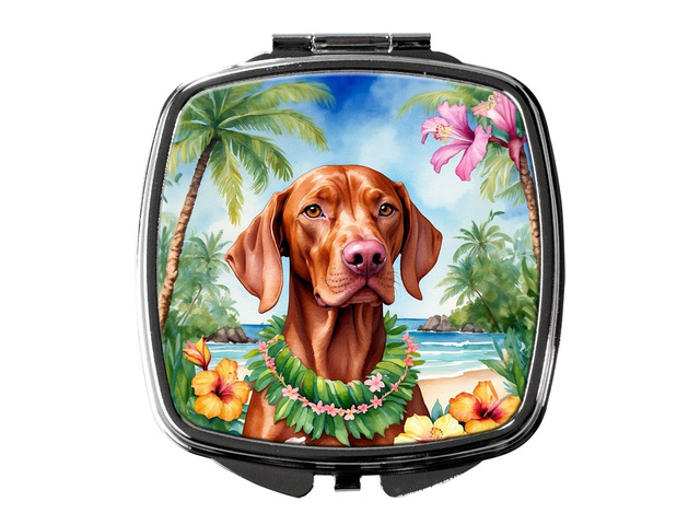 Vizsla Luau Compact Mirror Decorative Travel Makeup Mirror for Women Girls Gifts Pocket Makeup Mirror Folding Handheld