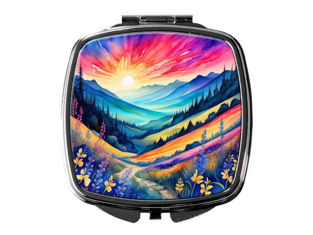 Colorful Annual Larkspur Compact Mirror Decorative Travel Makeup Mirror for Women Girls Gifts Pocket Makeup Mirror Folding Handheld