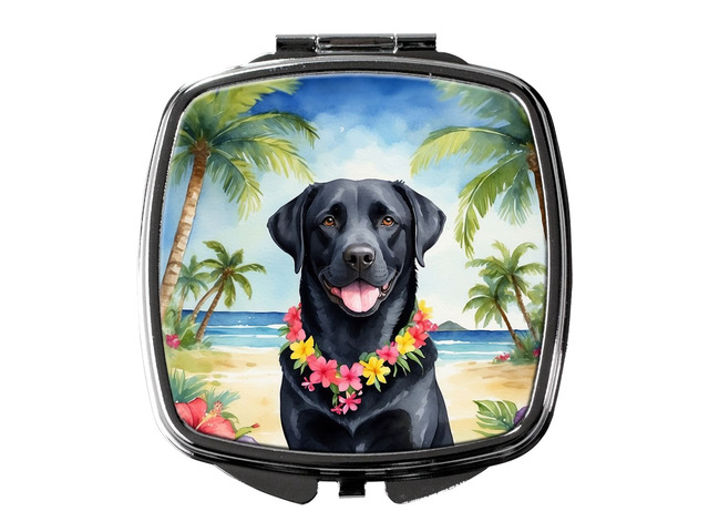 Black Labrador Retriever Luau Compact Mirror Decorative Travel Makeup Mirror for Women Girls Gifts Pocket Makeup Mirror Folding Handheld
