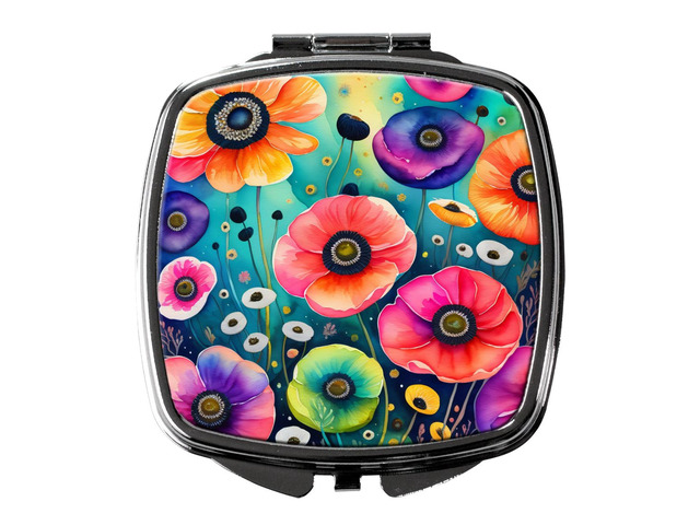 Colorful Anemones Compact Mirror Decorative Travel Makeup Mirror for Women Girls Gifts Pocket Makeup Mirror Folding Handheld