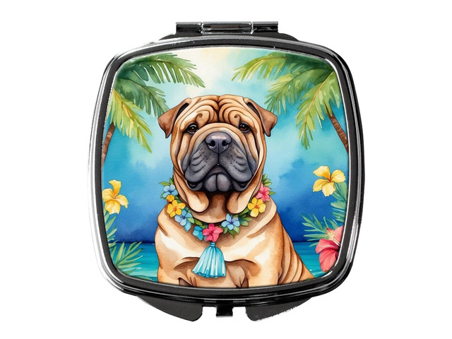 Shar Pei Luau Compact Mirror Decorative Travel Makeup Mirror for Women Girls Gifts Pocket Makeup Mirror Folding Handheld