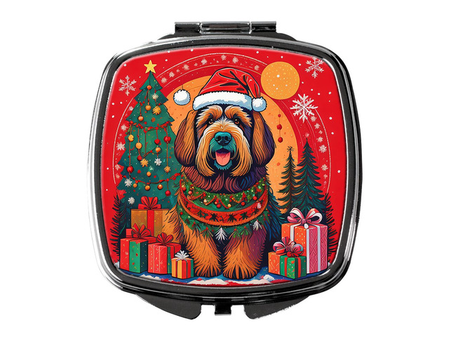 Briard Christmas Compact Mirror Decorative Travel Makeup Mirror for Women Girls Gifts Pocket Makeup Mirror Folding Handheld