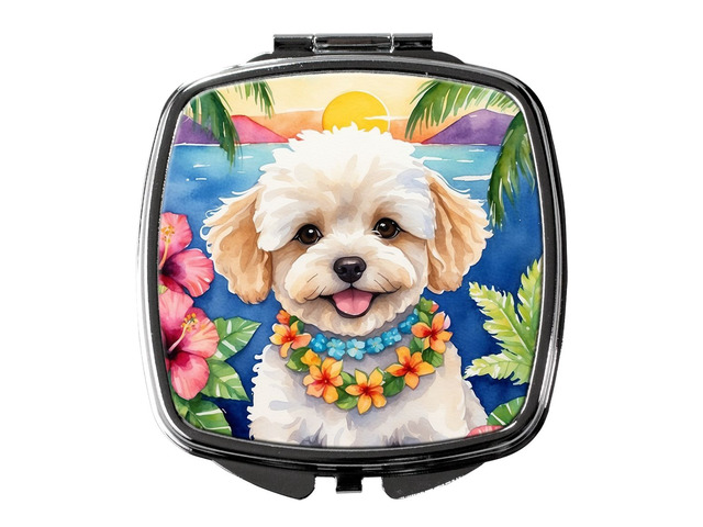 Maltipoo Luau Compact Mirror Decorative Travel Makeup Mirror for Women Girls Gifts Pocket Makeup Mirror Folding Handheld