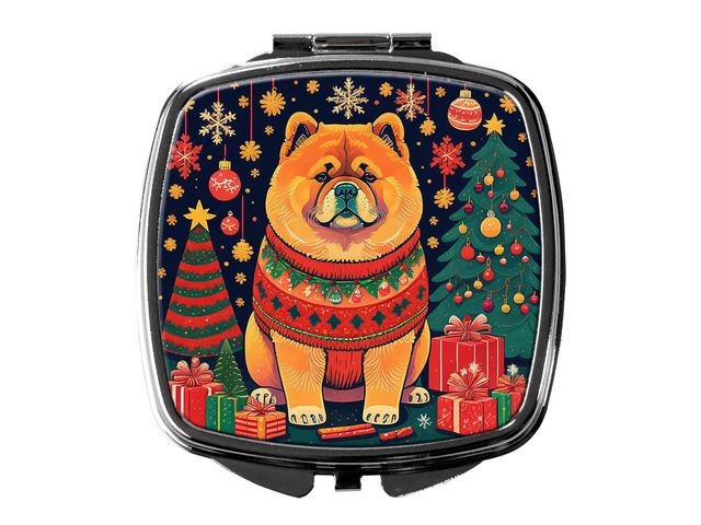Chow Chow Christmas Compact Mirror Decorative Travel Makeup Mirror for Women Girls Gifts Pocket Makeup Mirror Folding Handheld