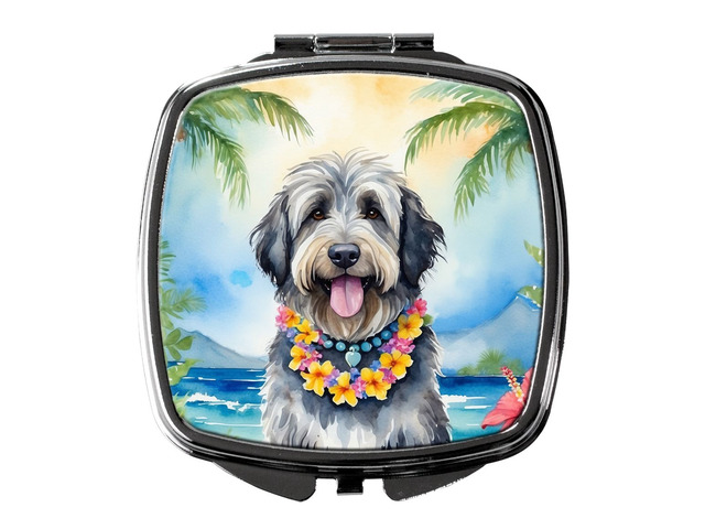 Bergamasco Sheepdog Luau Compact Mirror Decorative Travel Makeup Mirror for Women Girls Gifts Pocket Makeup Mirror Folding Handheld