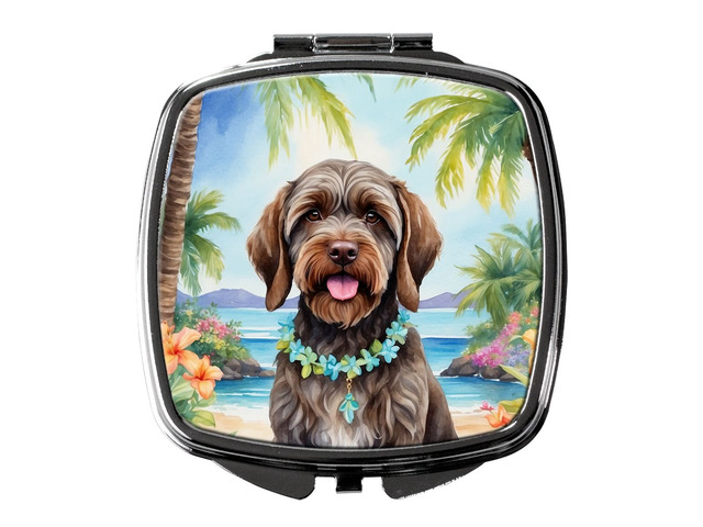 Wirehaired Pointing Griffon Luau Compact Mirror Decorative Travel Makeup Mirror for Women Girls Gifts Pocket Makeup Mirror Folding Handheld