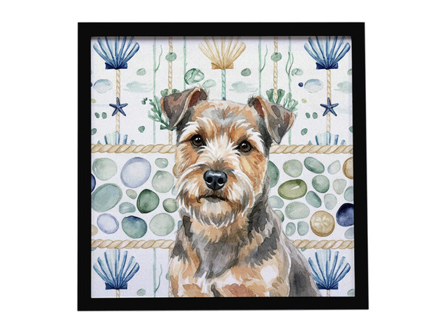 Grizzle and Tan Norfolk Terrier Coastal Sea Glass Framed Metal Print Bathroom, Kitchen, Office, Home Decor Wall Art Ready to Hang, Square, 8X8