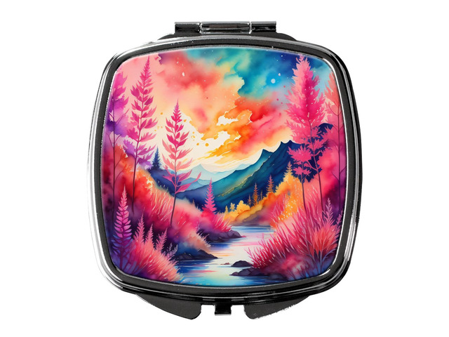 Colorful Astilbe Compact Mirror Decorative Travel Makeup Mirror for Women Girls Gifts Pocket Makeup Mirror Folding Handheld