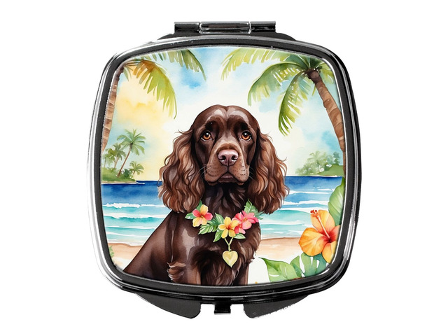 Cocker Spaniel Luau Compact Mirror Decorative Travel Makeup Mirror for Women Girls Gifts Pocket Makeup Mirror Folding Handheld
