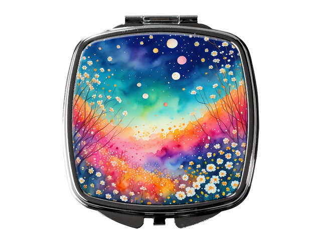 Colorful Gypsophila Compact Mirror Decorative Travel Makeup Mirror for Women Girls Gifts Pocket Makeup Mirror Folding Handheld
