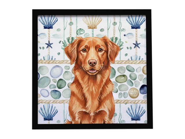 Copper Nova Scotia Duck Tolling Retriever Coastal Sea Glass Framed Metal Print Bathroom, Kitchen, Office, Home Decor Wall Art Ready to Hang,...