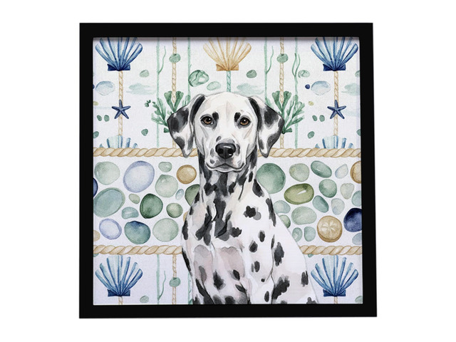 Dalmatian Coastal Sea Glass Framed Metal Print Bathroom, Kitchen, Office, Home Decor Wall Art Ready to Hang, Square, 8X8