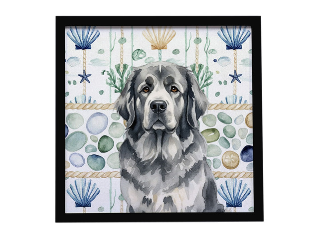 Gray Newfoundland Coastal Sea Glass Framed Metal Print Bathroom, Kitchen, Office, Home Decor Wall Art Ready to Hang, Square, 8X8