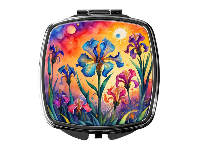 Colorful Iris Compact Mirror Decorative Travel Makeup Mirror for Women Girls Gifts Pocket Makeup Mirror Folding Handheld
