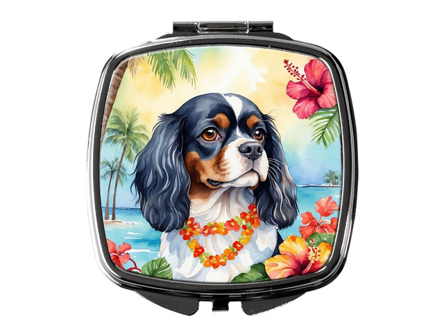 Cavalier Spaniel Luau Compact Mirror Decorative Travel Makeup Mirror for Women Girls Gifts Pocket Makeup Mirror Folding Handheld