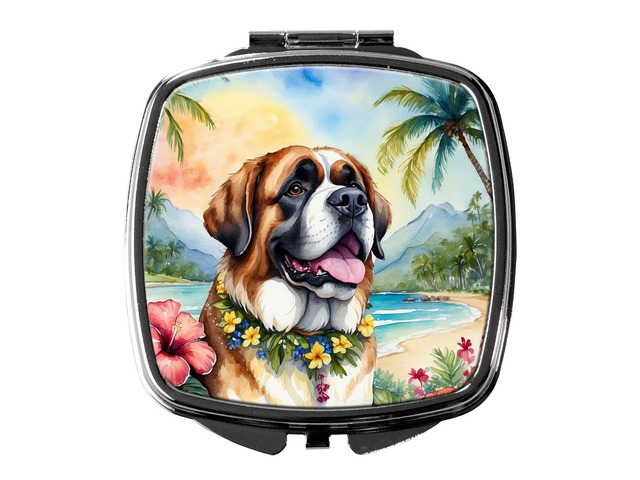 Saint Bernard Luau Compact Mirror Decorative Travel Makeup Mirror for Women Girls Gifts Pocket Makeup Mirror Folding Handheld