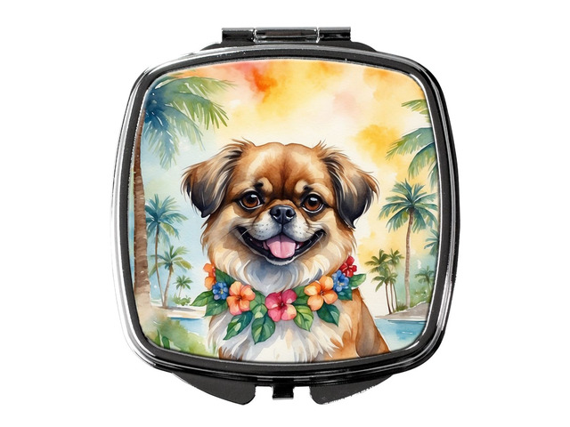 Tibetan Spaniel Luau Compact Mirror Decorative Travel Makeup Mirror for Women Girls Gifts Pocket Makeup Mirror Folding Handheld