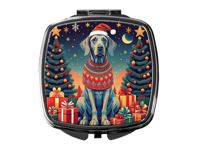 Weimaraner Christmas Compact Mirror Decorative Travel Makeup Mirror for Women Girls Gifts Pocket Makeup Mirror Folding Handheld