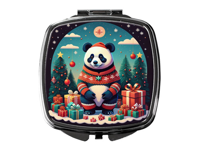 Panda Christmas Compact Mirror Decorative Travel Makeup Mirror for Women Girls Gifts Pocket Makeup Mirror Folding Handheld